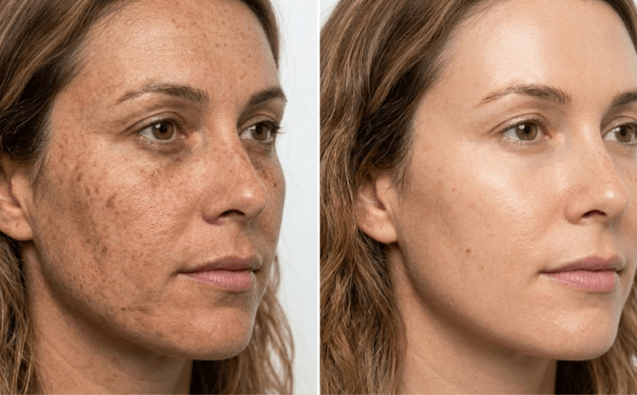 Before and after results of professional chemical peel treatment for smoother and brighter skin