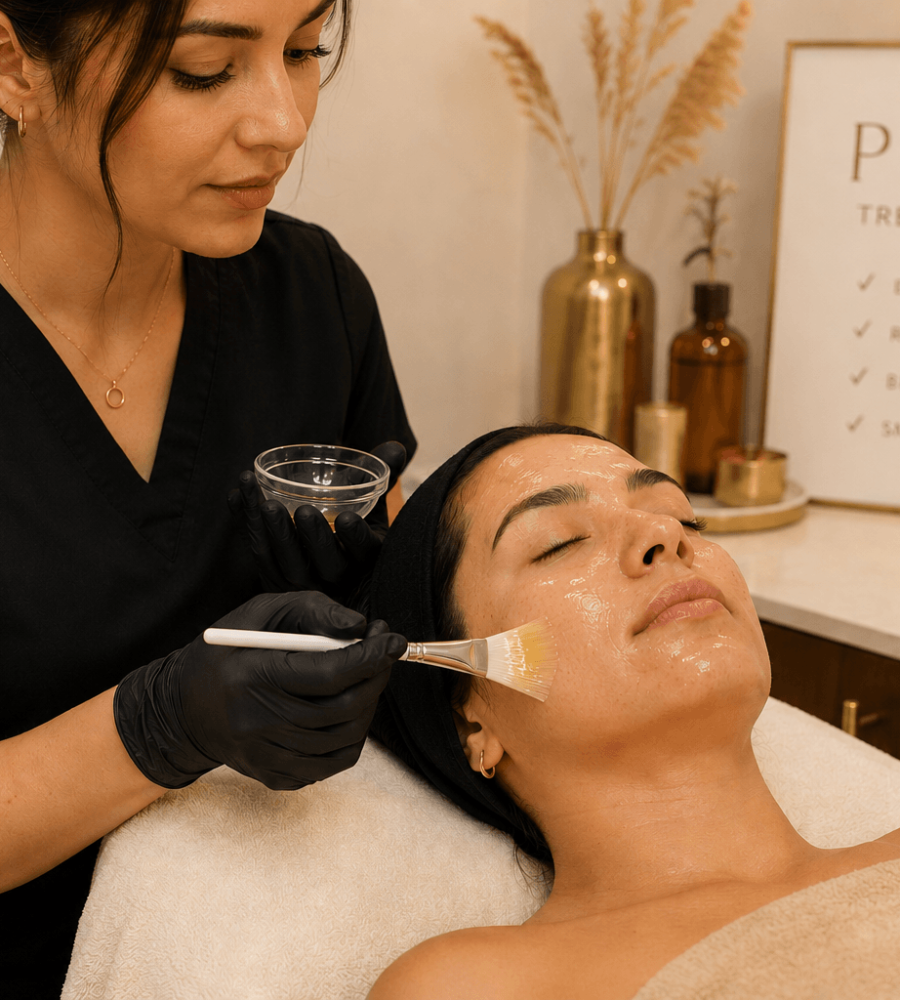 chemical peel treatment inside a spa