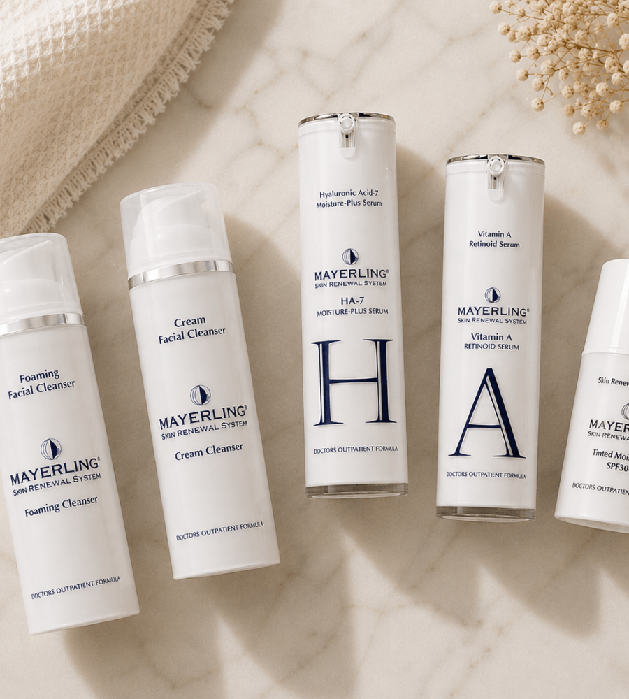 Post-treatment skincare routine featuring cleanser moisturiser and SPF